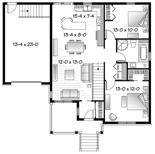 Architectural House Design - Country Floor Plan - Main Floor Plan #23-2566