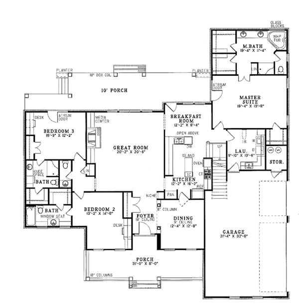 House Plan Design - Country Floor Plan - Main Floor Plan #17-2727