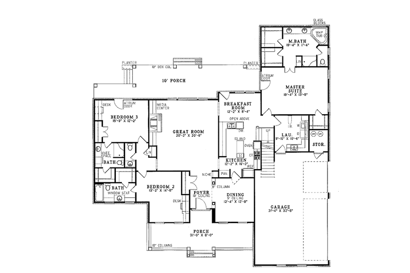 Dream House Plan - Floor Plan - Main Floor for Country House Plan #17-2727 - 3 bed, 4.5 bath