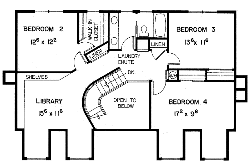 Home Plan - Floor Plan - Upper Floor for Colonial House Plan #60-835 - 5 bed, 4.5 bath