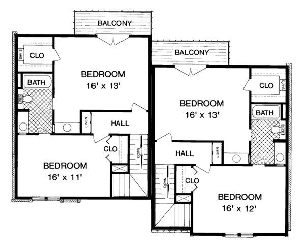 Home Plan - Tudor Floor Plan - Upper Floor Plan #45-407