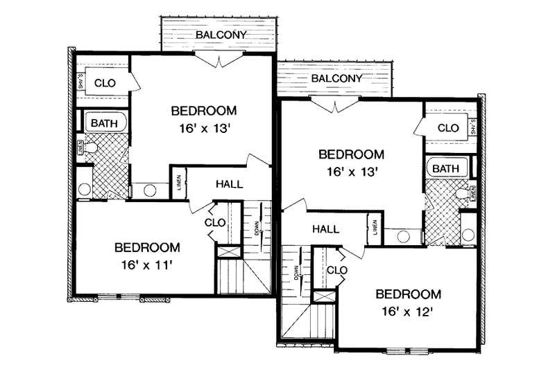 Home Plan - Floor Plan - Upper Floor for Tudor House Plan #45-407 - 4 bed, 2 bath