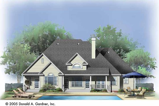Exterior - Rear Elevation for Ranch House Plan #929-726 - 3 bed, 2 bath