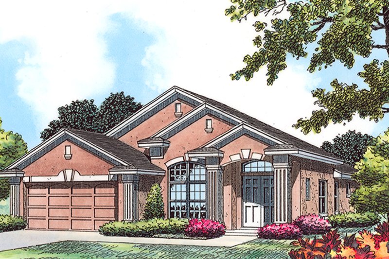 Home Plan - Exterior - Front Elevation 4 for Mediterranean House Plan #417-854 - 3 bed, 2 bath