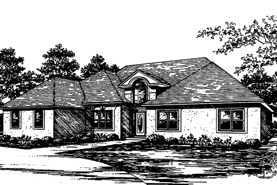 Exterior - Front Elevation 3 for European House Plan #30-267 - 4 bed, 2.5 bath