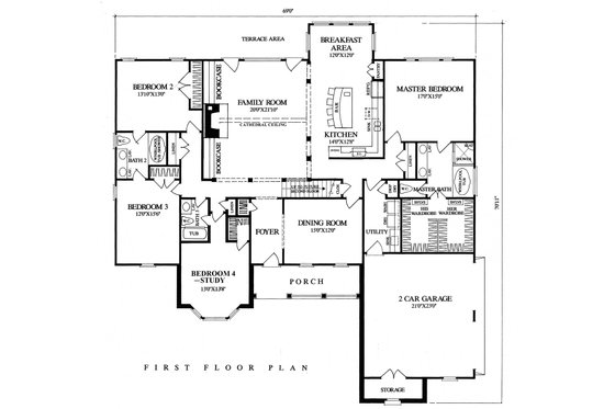 Floor Plan - Main Floor for Country House Plan #137-274 - 4 bed, 3 bath