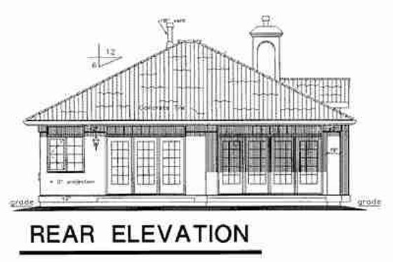 Exterior - Rear Elevation for European House Plan #18-9271 - 3 bed, 2 bath