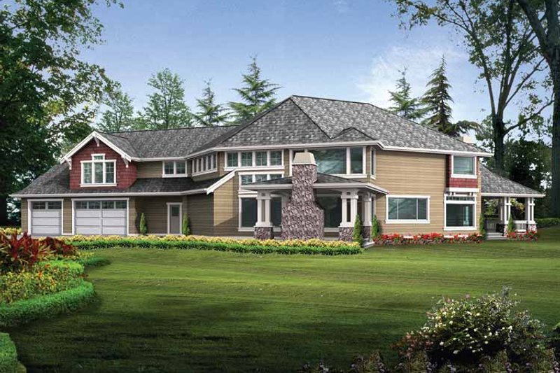 House Blueprint - Exterior - Rear Elevation 1 for Craftsman House Plan #132-348 - 5 bed, 4.5 bath