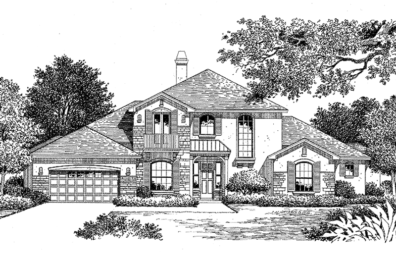 Home Plan - Exterior - Front Elevation 3 for Country House Plan #999-58 - 4 bed, 4 bath