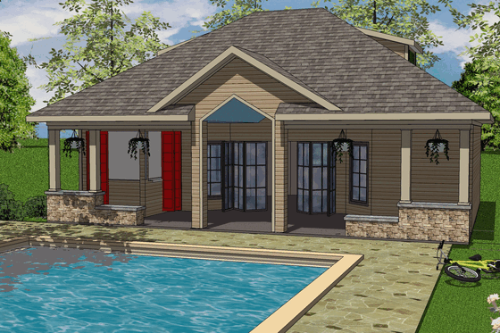 Exterior - Front Elevation for Beach House Plan #8-285 - 1 bed, 1 bath