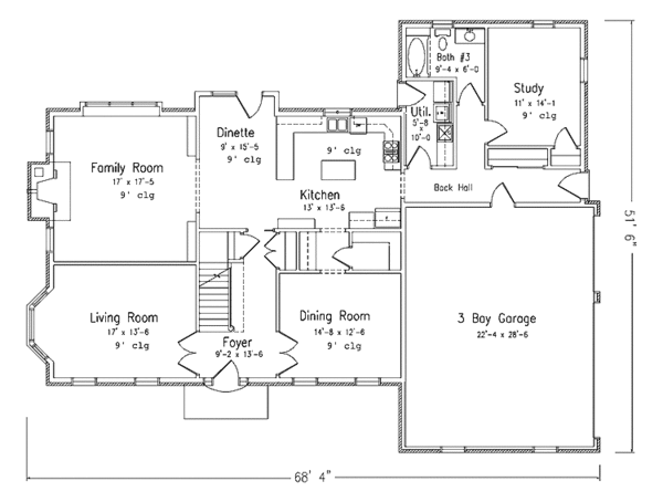 House Plan Design - Colonial Floor Plan - Main Floor Plan #994-17