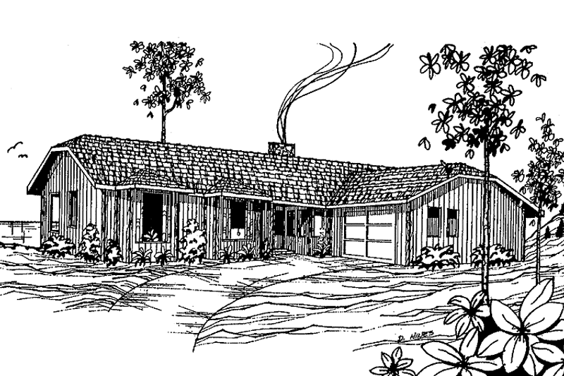 House Blueprint - Exterior - Front Elevation 3 for Contemporary House Plan #60-752 - 3 bed, 2 bath