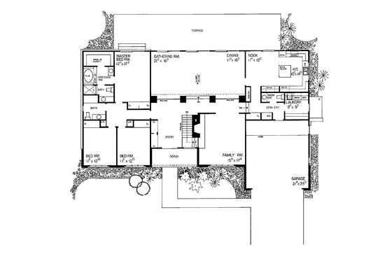 Floor Plan - Main Floor for Ranch House Plan #72-716 - 3 bed, 2.5 bath