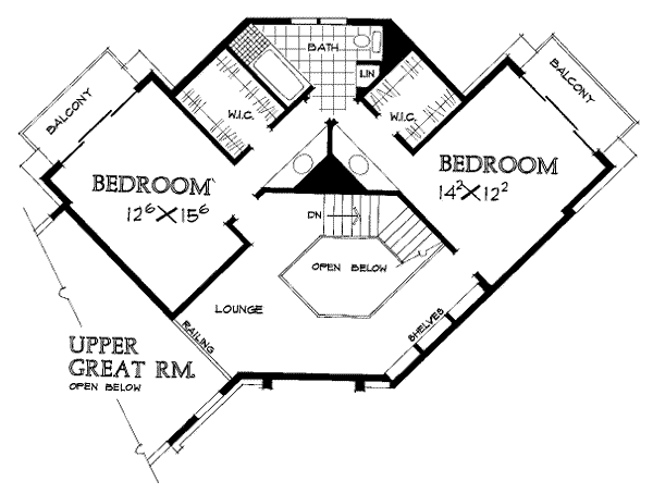 House Blueprint - Traditional Floor Plan - Upper Floor Plan #72-312