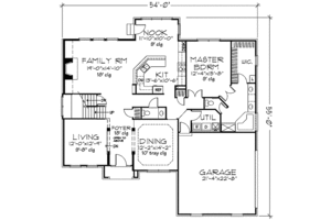 Floor Plan - Main Floor for Colonial House Plan #320-448 - 3 bed, 2.5 bath