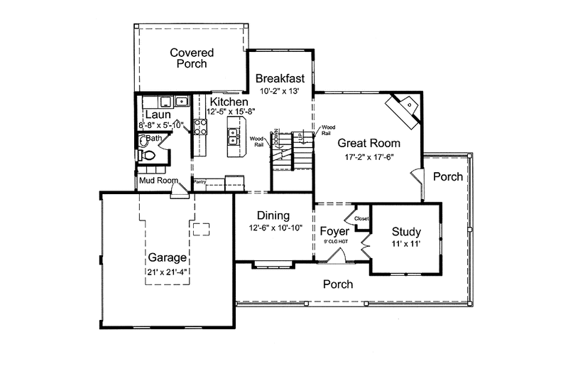 Dream House Plan - Floor Plan - Main Floor for Country House Plan #46-819 - 4 bed, 2.5 bath