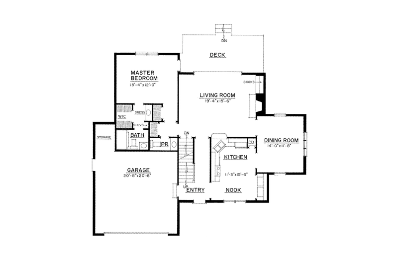 House Blueprint - Floor Plan - Main Floor for Colonial House Plan #1016-102 - 3 bed, 2.5 bath