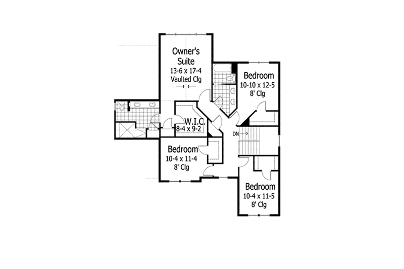 Home Plan - Floor Plan - Upper Floor for Craftsman House Plan #51-1101 - 4 bed, 2.5 bath