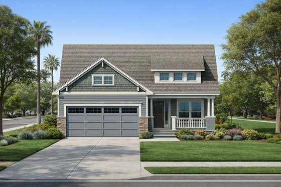 Exterior - Front Elevation for Bungalow House Plan #20-1743 - 3 bed, 2 bath