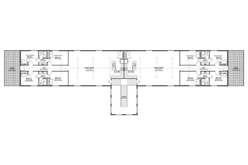 House Blueprint - Floor Plan - Upper Floor for Barndominium House Plan #1060-506 - 8 bed, 5 bath