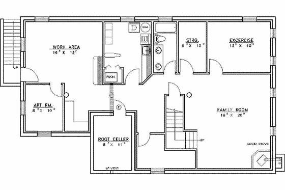Floor Plan - Lower Floor for Log House Plan #117-116 - 3 bed, 4 bath