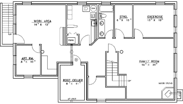 Log Floor Plan - Lower Floor Plan #117-116