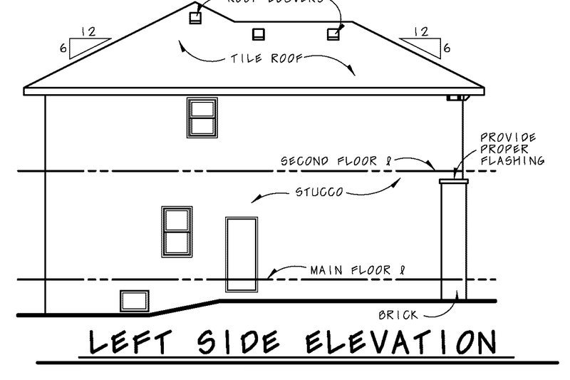 Architectural House Design - Exterior - Other Elevation for Mediterranean House Plan #20-2599 - 4 bed, 2.5 bath
