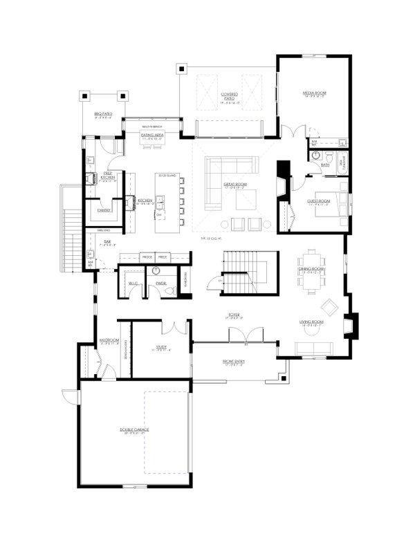 House Blueprint - Farmhouse Floor Plan - Main Floor Plan #1114-15