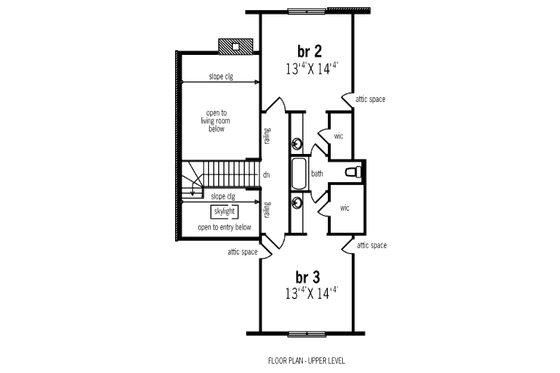Floor Plan - Upper Floor for Traditional House Plan #45-313 - 3 bed, 2.5 bath