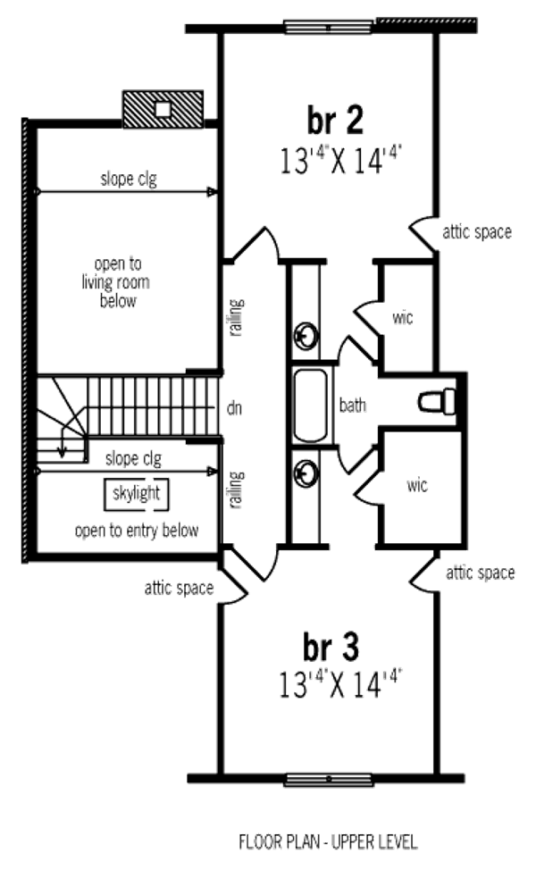 Floor Plan - Upper Floor for Traditional House Plan #45-313 - 3 bed, 2.5 bath