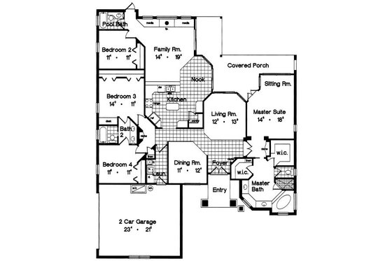 Floor Plan - Main Floor for European House Plan #417-246 - 4 bed, 3 bath