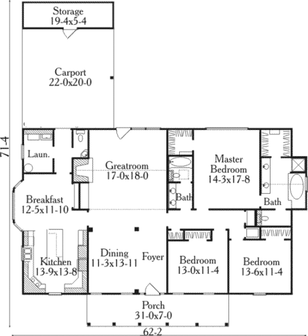 Southern Floor Plan - Main Floor Plan #406-244