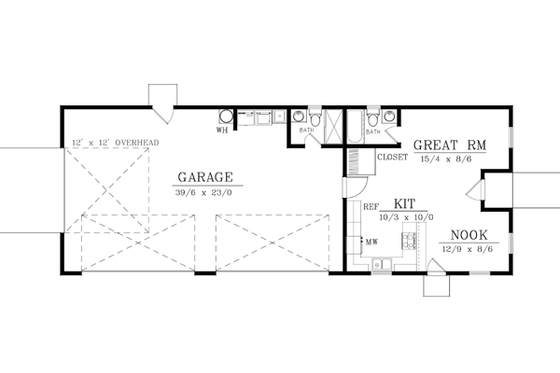 Floor Plan - Main Floor for Country House Plan #1-117, 2 bath