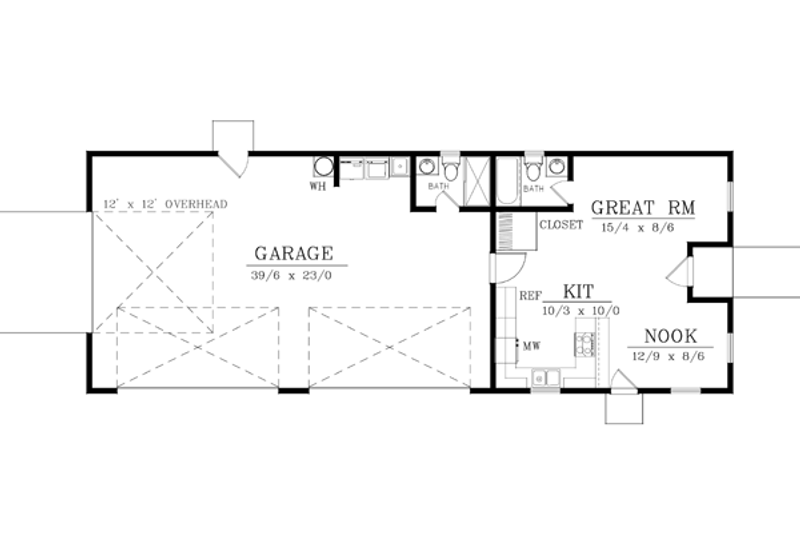 House Design - Floor Plan - Main Floor for Country House Plan #1-117, 2 bath