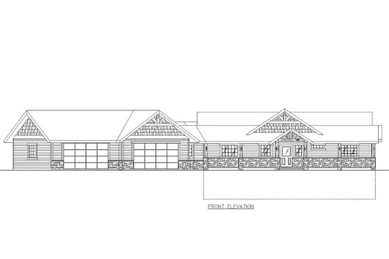 Exterior - Front Elevation 3 for Ranch House Plan #117-875 - 3 bed, 2.5 bath
