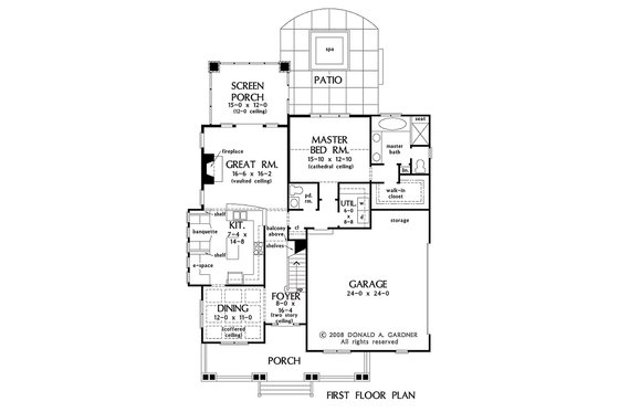 Floor Plan - Main Floor for Bungalow House Plan #929-38 - 3 bed, 2.5 bath