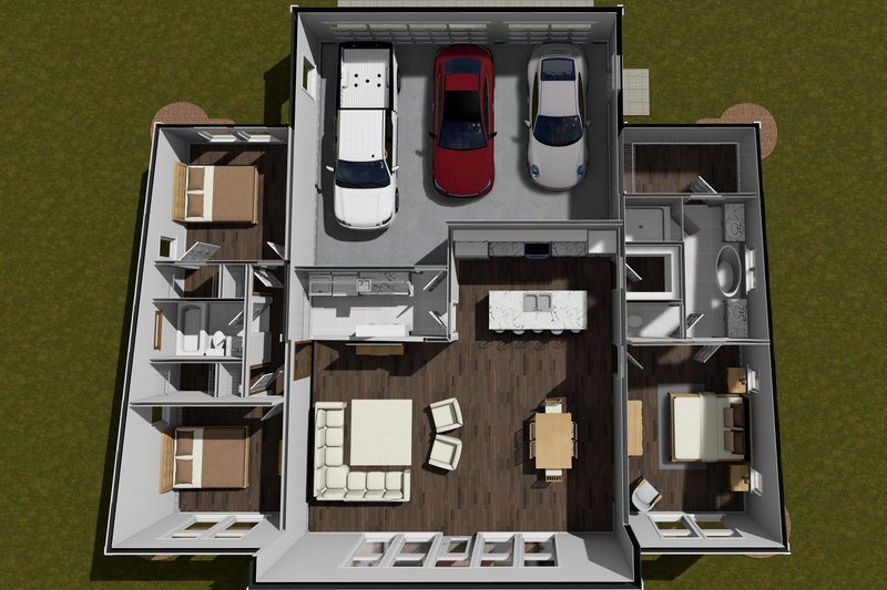 House Plan Design - Floor Plan - Main Floor 1 for Modern House Plan #513-2285 - 3 bed, 2 bath