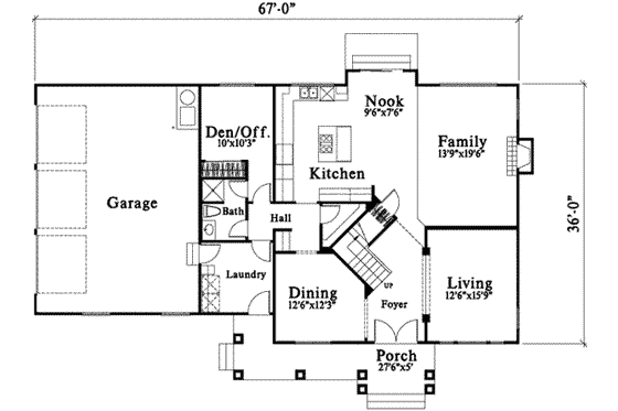 Floor Plan - Main Floor for Bungalow House Plan #78-190 - 3 bed, 3 bath
