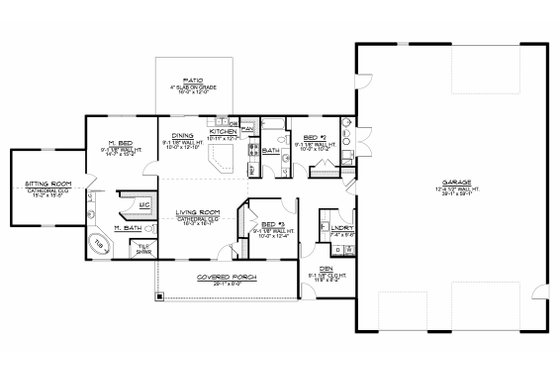 Floor Plan - Main Floor for Farmhouse House Plan #1064-117 - 3 bed, 2 bath