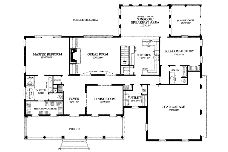 Dream House Plan - Floor Plan - Main Floor for Country House Plan #137-141 - 3 bed, 3 bath