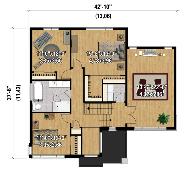 Contemporary Floor Plan - Upper Floor Plan #25-4421