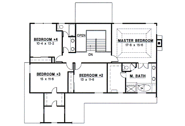 Traditional Floor Plan - Upper Floor Plan #67-534