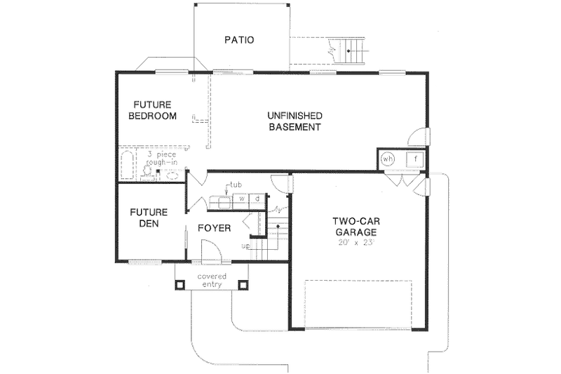 House Plan Design - Floor Plan - Lower Floor for Traditional House Plan #18-3104 - 3 bed, 2 bath