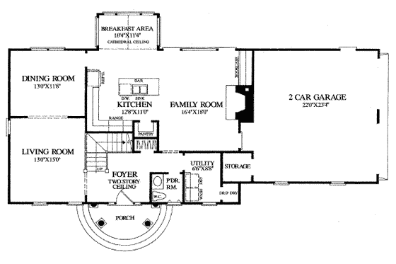 Floor Plan - Main Floor for Southern House Plan #137-129 - 3 bed, 2.5 bath