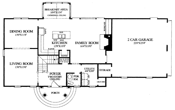 Home Plan - Southern Floor Plan - Main Floor Plan #137-129
