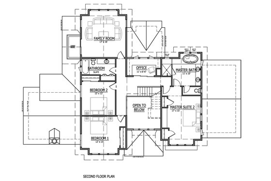 Floor Plan - Upper Floor for Craftsman House Plan #899-1 - 4 bed, 2.5 bath