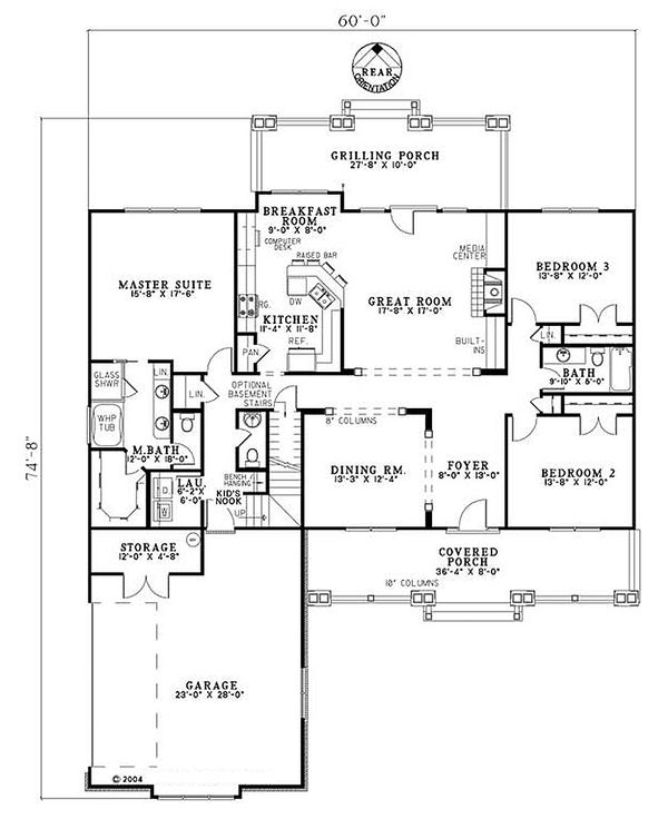 House Blueprint - Traditional style house plan, main level floor plan