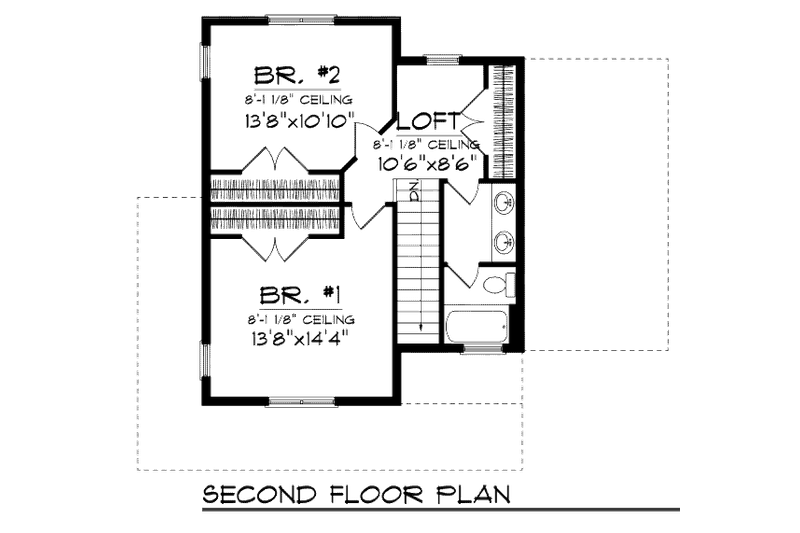 Home Plan - Floor Plan - Upper Floor for Bungalow House Plan #70-969 - 2 bed, 1.5 bath