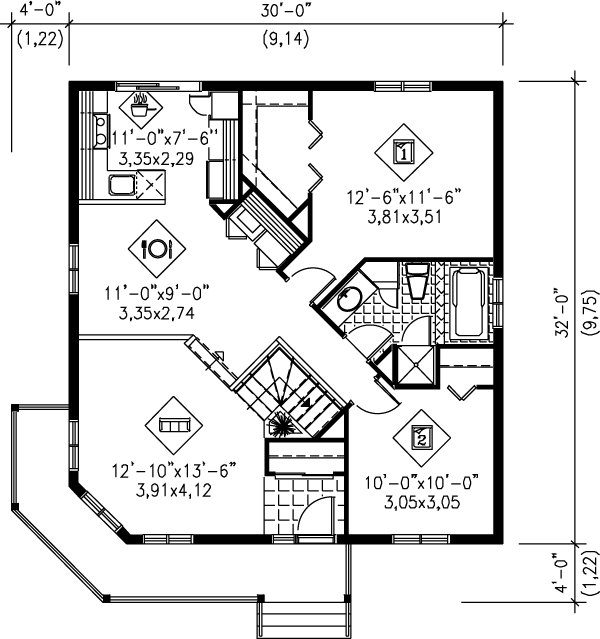 Victorian Floor Plan - Main Floor Plan #25-117