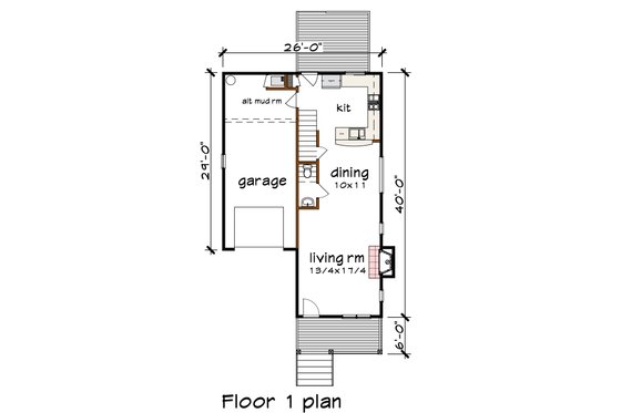 Floor Plan - Main Floor for Modern House Plan #79-369 - 3 bed, 2.5 bath
